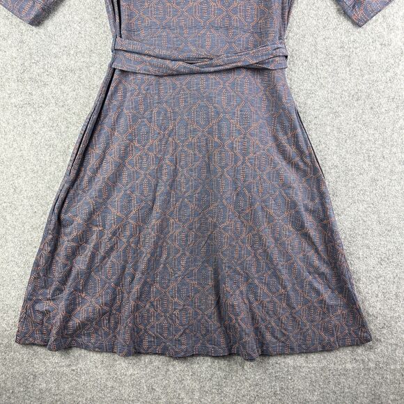 Toad & Co Cue Wrap Cafe Dress Womens S Geometric Organic Blend Travel Stretch* - Picture 9 of 16